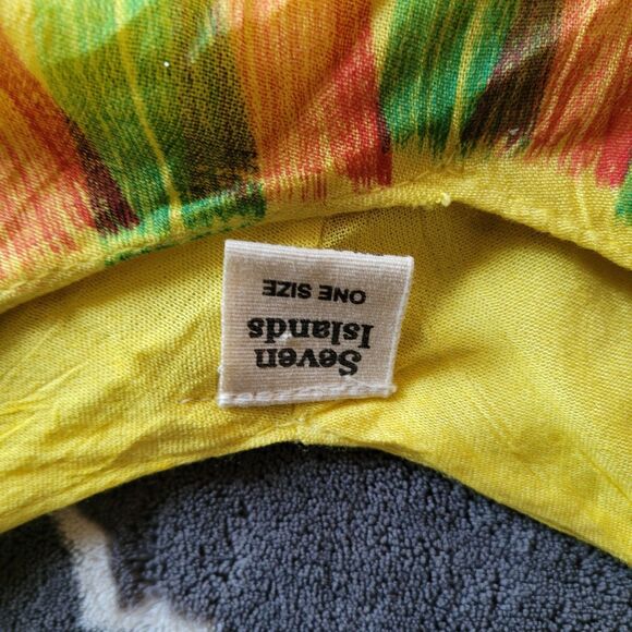 SEVEN ISLANDS Maxi Dress One size Yellow Boho Floral Beach Summer Resort Artsy - Picture 2 of 7